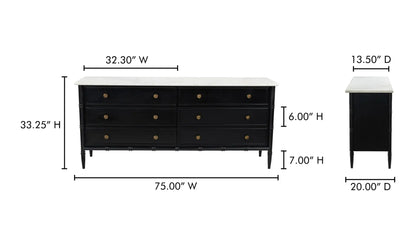 Eleanor 6 Drawer Dresser Black