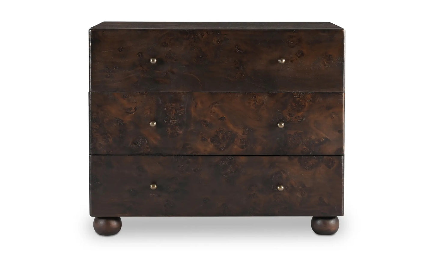 York 3 Drawer Nightstand Dark Brown