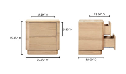 Round Off Tall Nightstand Natural Oak